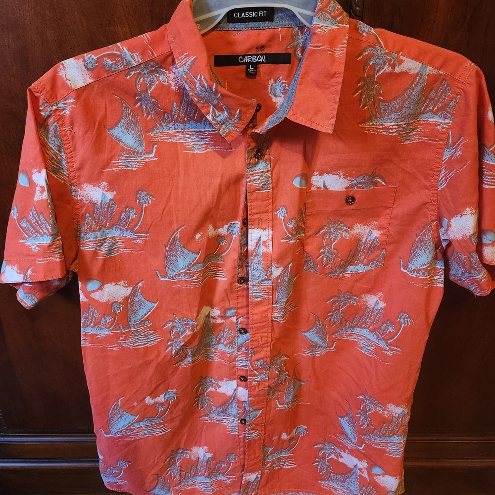 Carbon Men's Coral Tropical Print Shirt